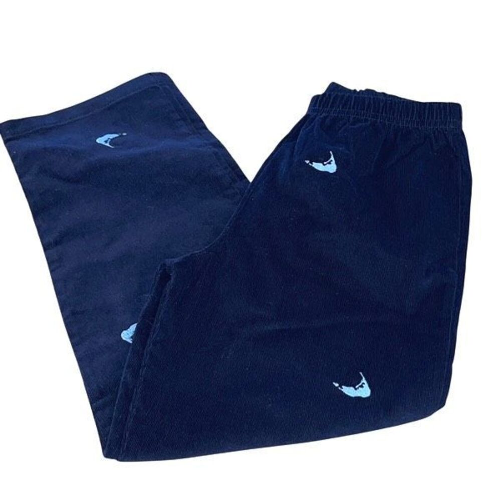 Luigi Kids 100% Cotton Elastic Waist Embroidered Corduroy‎ Pants Cape Cod Blue 7